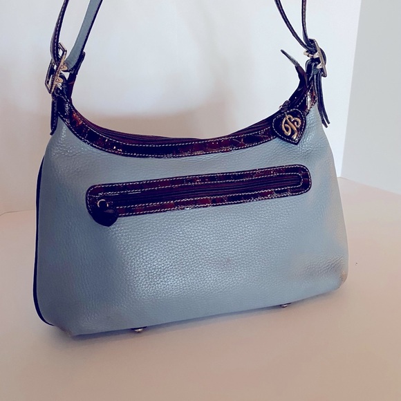 Powder Blue Brighton purse w/brown patent trim. - Picture 13 of 14